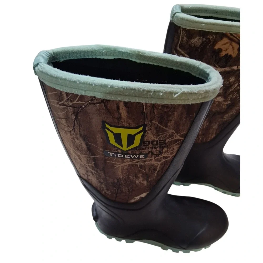 TIDEWE Rubber Boots for Women Multi-Season with Steel‎ Shank, Tree Camo Size 5